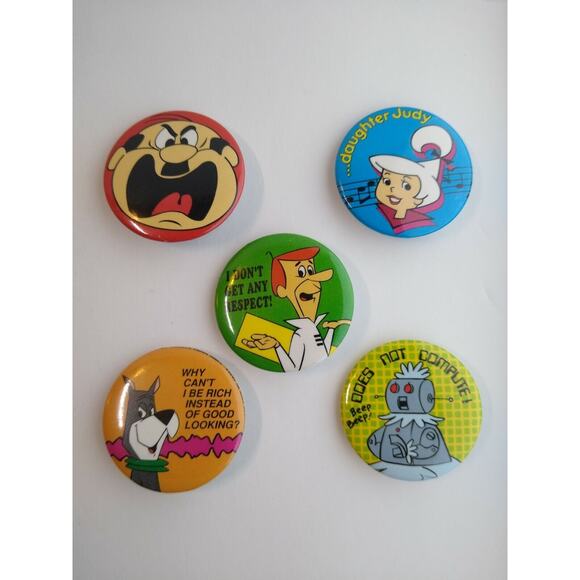 5 Jetsons Pinback Button Badges 1983 Original Licensed Pins Astro Judy Rosie - Picture 7 of 7